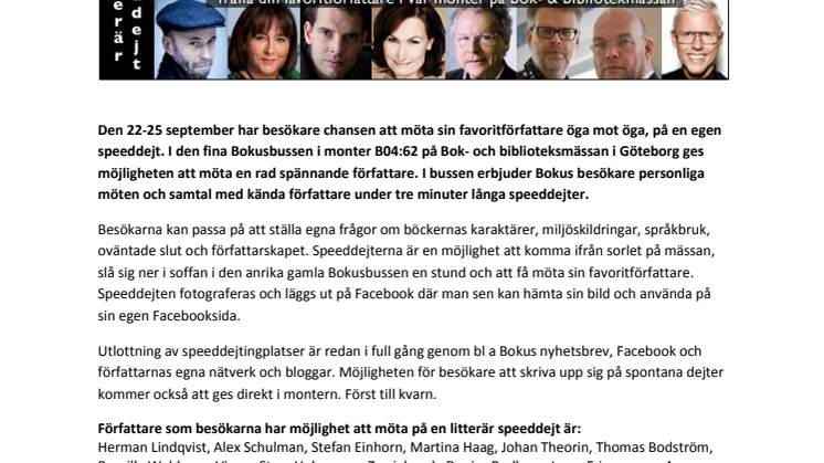 Boka in en personlig dejt med favoritförfattaren