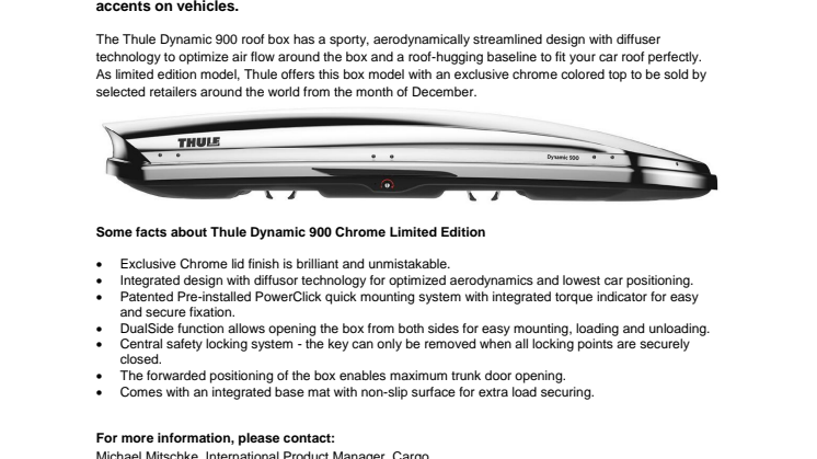 Exclusivity and style – Thule Dynamic Chrome limited edition