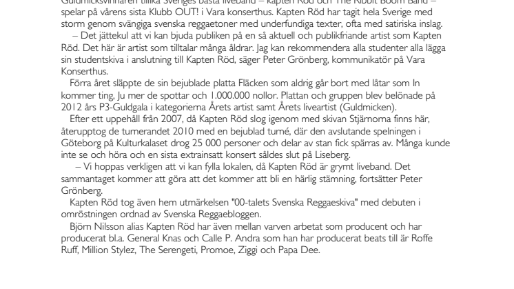 Kapten Röd - Sveriges bästa liveband till OUT!