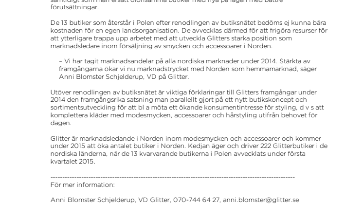 Glitter fortsätter växa med Norden som hemmamarknad