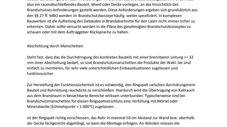 Fachartikel: Garantierte Sicherheit - Das Abschottungsprinzip mit Brandschutzmanschetten einfach realisiert