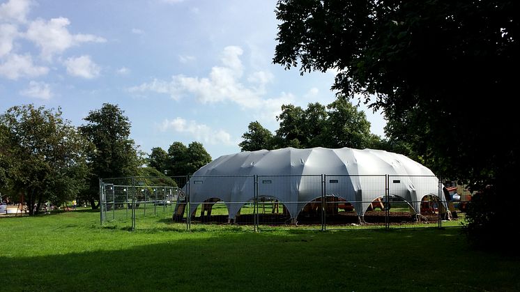 Specialdesignad paviljong till Opportunity Space Festival