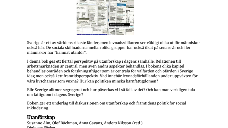 Antologin Utanförskap, informationsblad