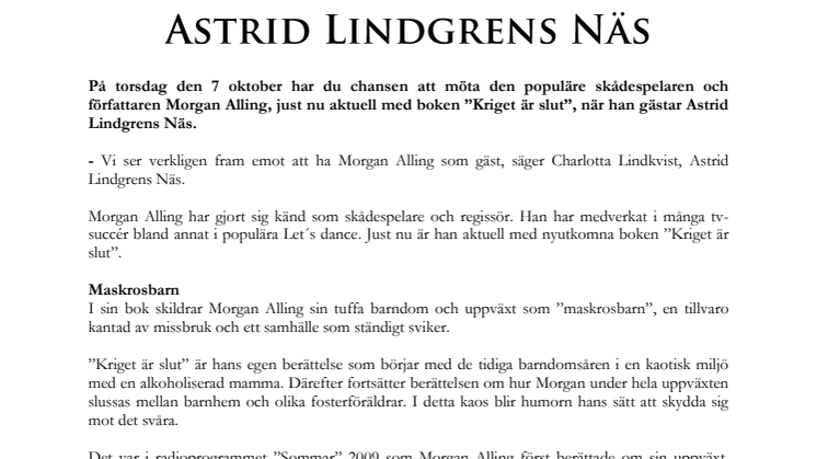 Morgan Alling kommer till Astrid Lindgrens Näs