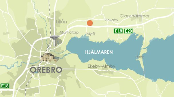 Karta med markering för den plats som markanvisas till Epiroc. Foto: Örebro kommun
