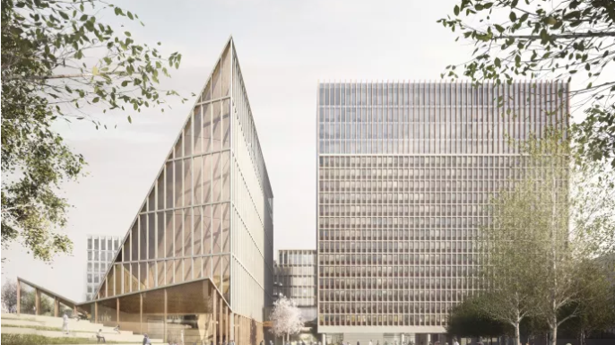 Illustrasjon av det nye regjeringskvartalet fra februar 2018. Foto: Statsbygg / Team Urbis