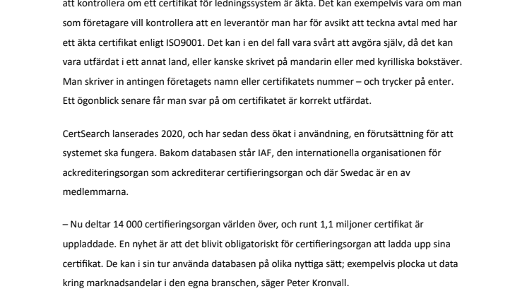 Fler möjligheter och ökad trygghet i databas för certifikat