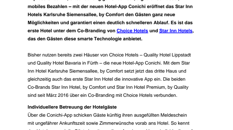 Das Star Inn Hotel in Karlsruhe ermöglicht Check-in per App
