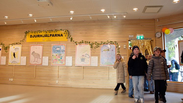 Elever värnar om djuren i öppen konstutställning på Naturum