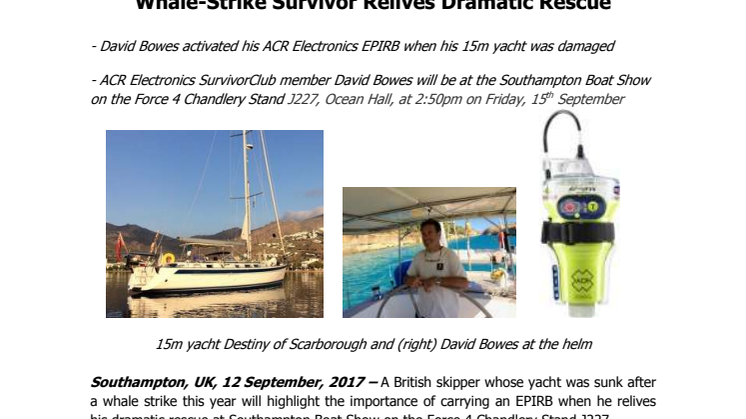ACR Electronics - Whale-Strike Survivor Relives Dramatic Rescue (Stand J227)