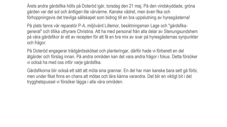 Gårdsfikor igång igen hos Stenungsundshem