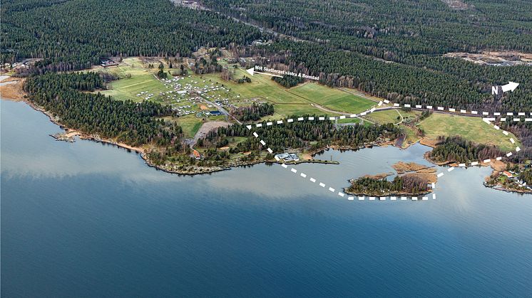 Flygbild över området för den planerade sagovärlden