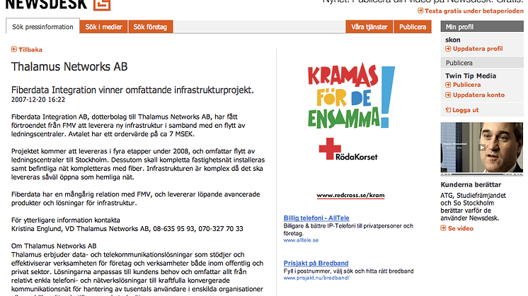 Fria pressutskick reklamfinansieras på Newsdesk