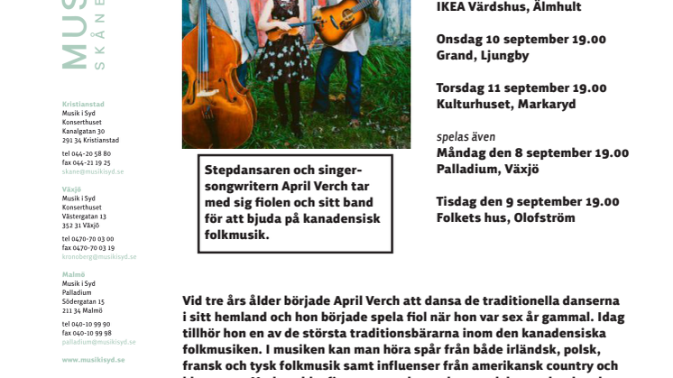 Musikriket presenterar: April Verch Band