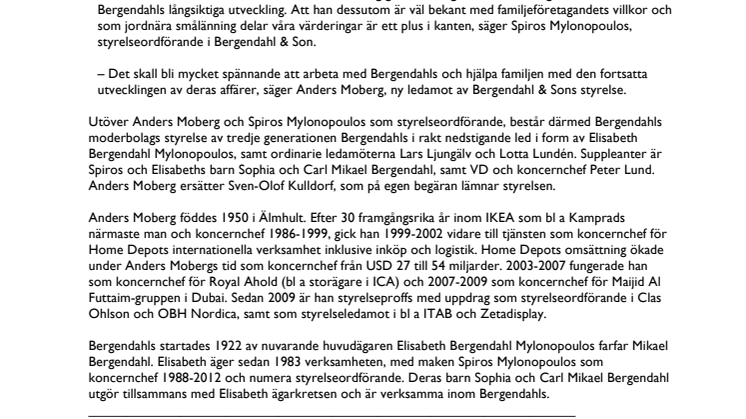 Anders Moberg ny ledamot av Bergendahls styrelse