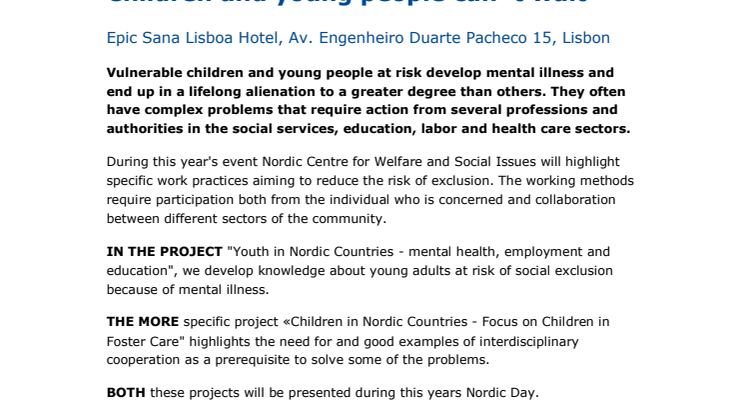 Nordic Day 2015: Children and young people can´t wait