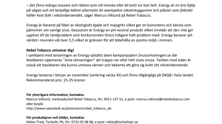 Energy – en god hjälp på vägen mot ett nikotinfritt liv 