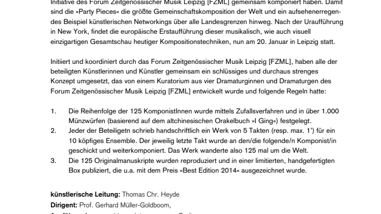 125 Party Pieces Pressemitteilung