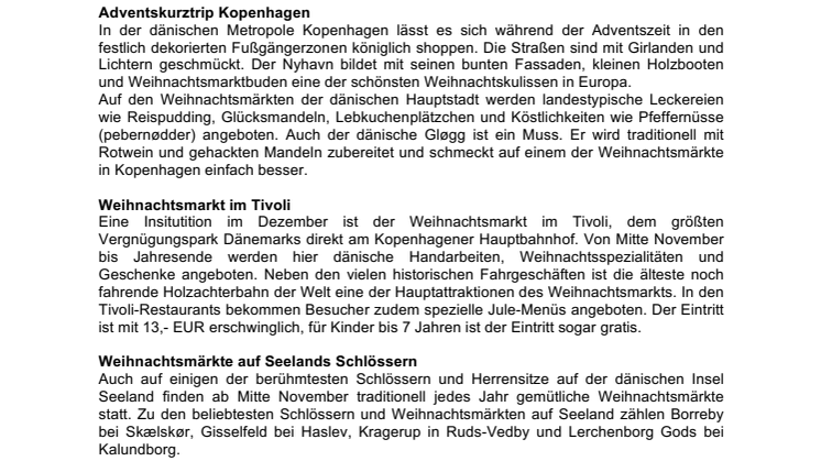 Mit Scandlines das vorweihnachtliche Dänemark schon ab 50,- EUR entdecken