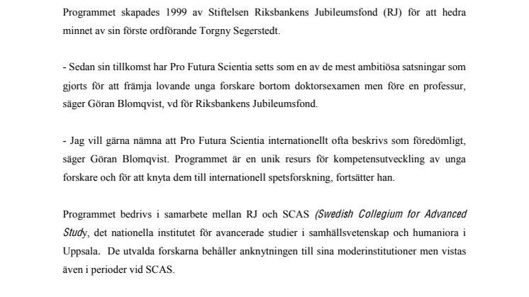 Unga forskare belönas med Pro Futura V