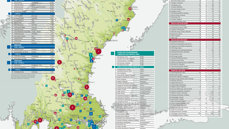 Bioenergis karta: Pellets i Sverige 2019