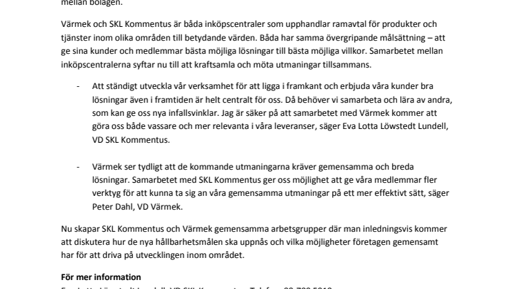 SKL Kommentus och Värmek utvecklar samarbetet 