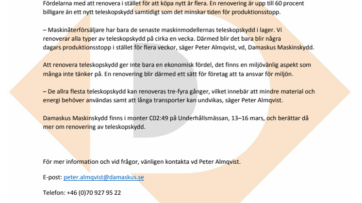 Miljövänligt val att renovera teleskopskydd