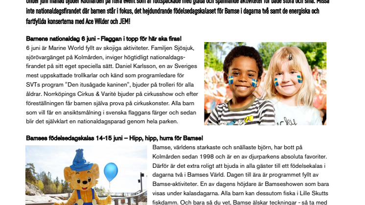 Evenemangstips - Festliga event på Kolmården i juni