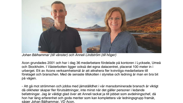 Acon går mot strömmen i en mansdominerad bransch