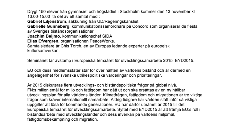 Ungdomsdialog om bistånd och migration på Europahuset