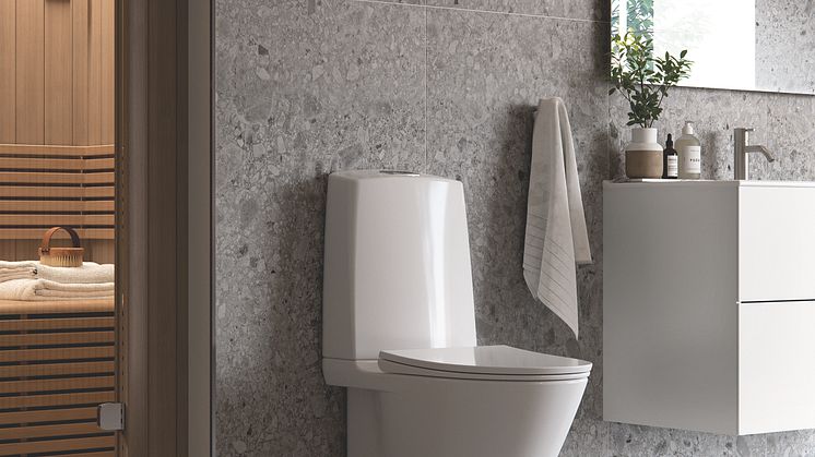 IDO Glow ja Seven D -lattia-wc:iden uusi huuhtelu- ja täyttöventtiilisarja tuo paljon käytännön etuja sekä asentajille että kuluttajille. Lisäksi uutuustuote on edeltäjiään vastuullisempi. Kuvan wc-istuin on IDO Glow64.