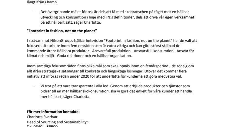 ​Ny hållbarhetsstrategi för NilsonGroup: vill leda skobranschen mot en mer hållbar framtid