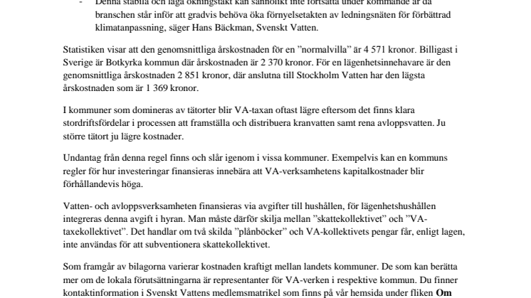 Kranvatten – samma pris som för 10 år sedan.