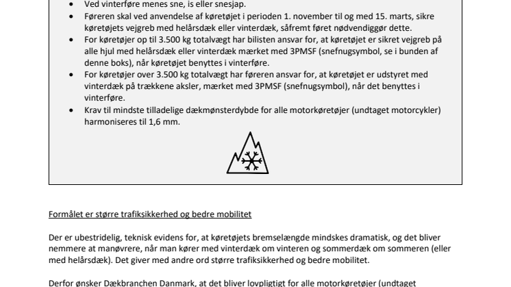 Dækbranchen Danmarks budskabspapir