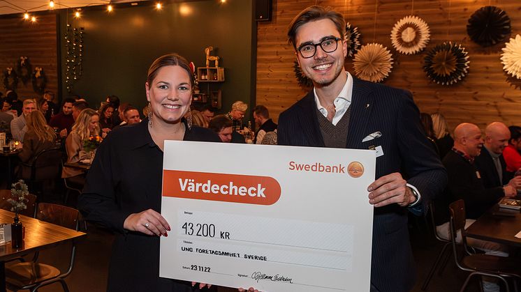 Cecilia Fjellman Fredholm, BNI och Albert Holmer Ung Företagsamhet Värmland. Fotograf: Andreas Reichenberg, Studio Pån. 