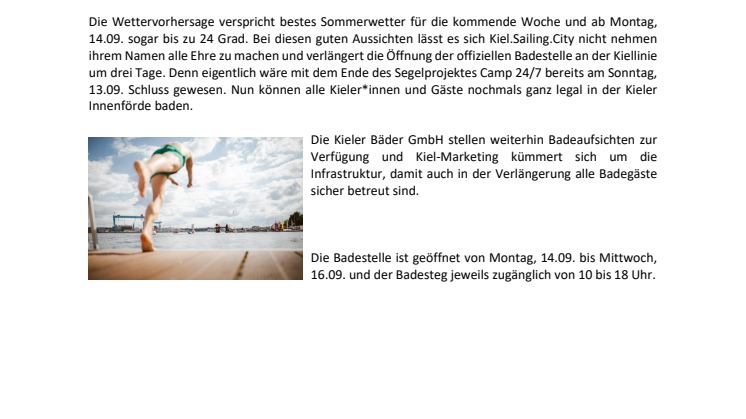 Die offizielle Badestelle an der Reventlouwiese geht in die Verlängerung