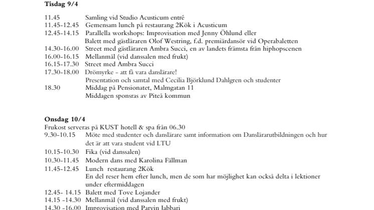 Prova på dag danslärarutbildningen