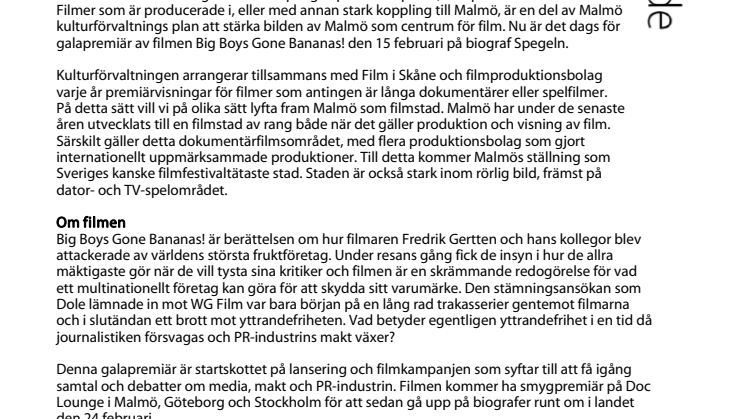 Galapremiär för Malmöfilm