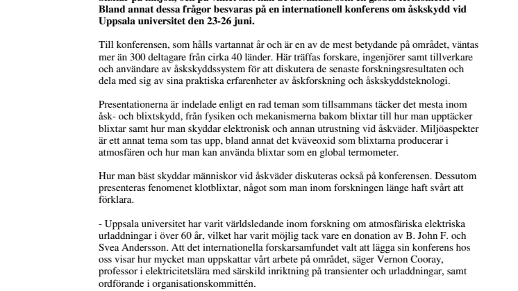 Blixtar och åskskydd i fokus på internationell konferens
