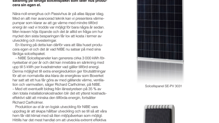 Gratis el med NIBE:s nya solcellspaket
