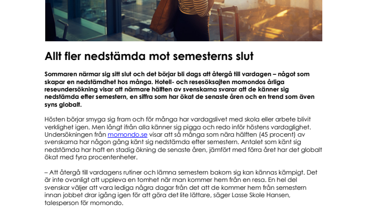 Allt fler nedstämda mot semesterns slut