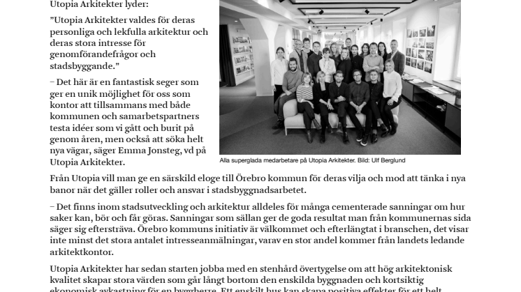 Utopia Arkitekter får makten i Örebro