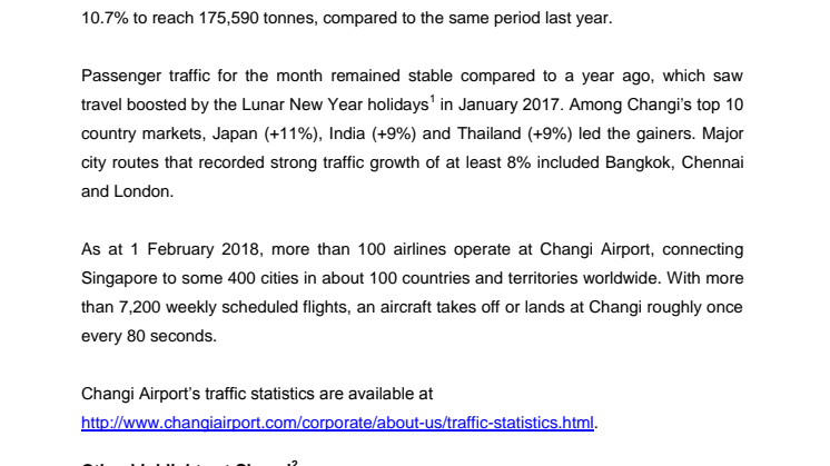 Operating Indicators for January 2018