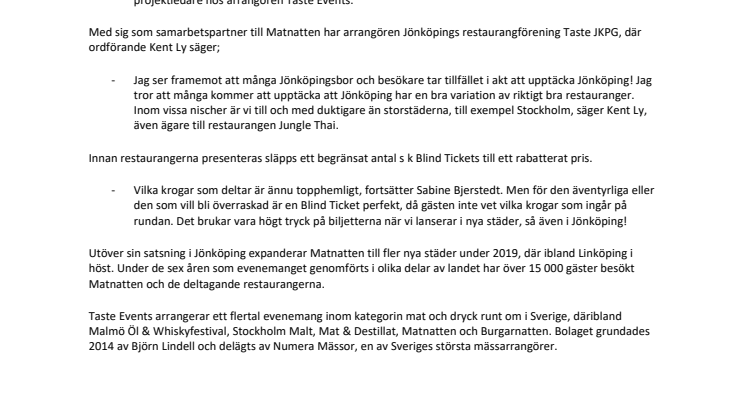 Populärt krogsafari satsar i Jönköping 27 september!