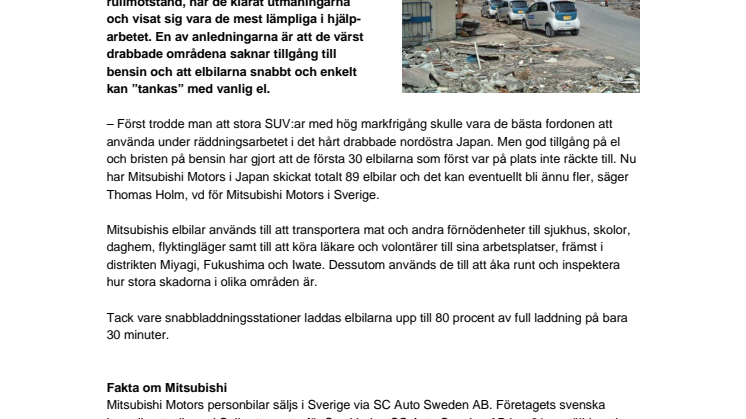 Elbilar i japansk hjälpinsats