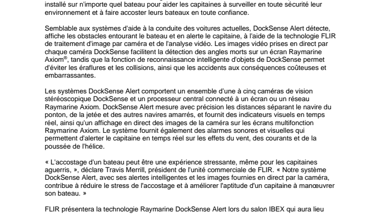 FLIR présente Raymarine DockSense Alert 