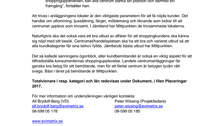 Mittpunkten har Jämtlands nöjdaste shoppingkunder