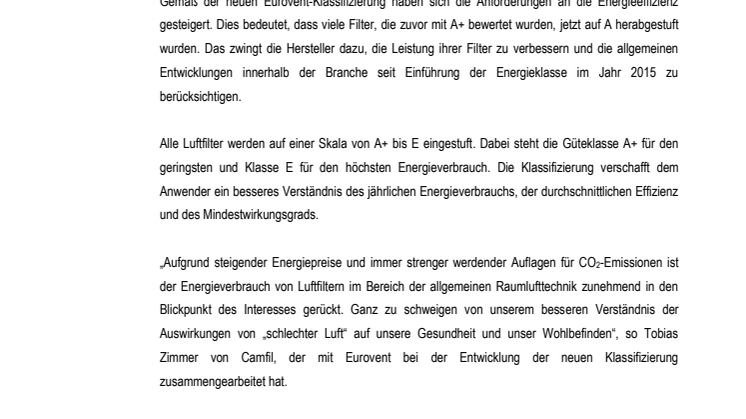 2019 startet die neue Phase der Filtereffizienz 
