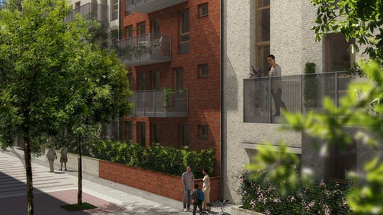 Hyresrätter i kv Omnibussen, Sorgenfri, vy från Linjetregatan