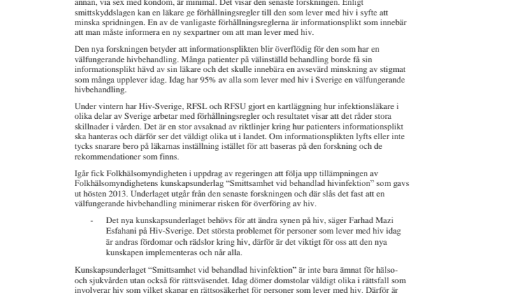 Personer med hiv drabbas när kunskap inte används